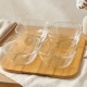Glass Bowl Set with Wooden Base 4 Pcs